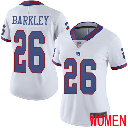 Women New York Giants #26 Saquon Barkley Limited White Rush Vapor Untouchable Football NFL Jersey